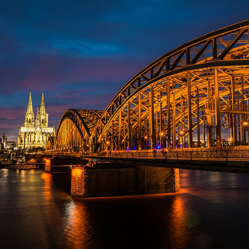 Cologne, Deutzer Bridge and Cathedral